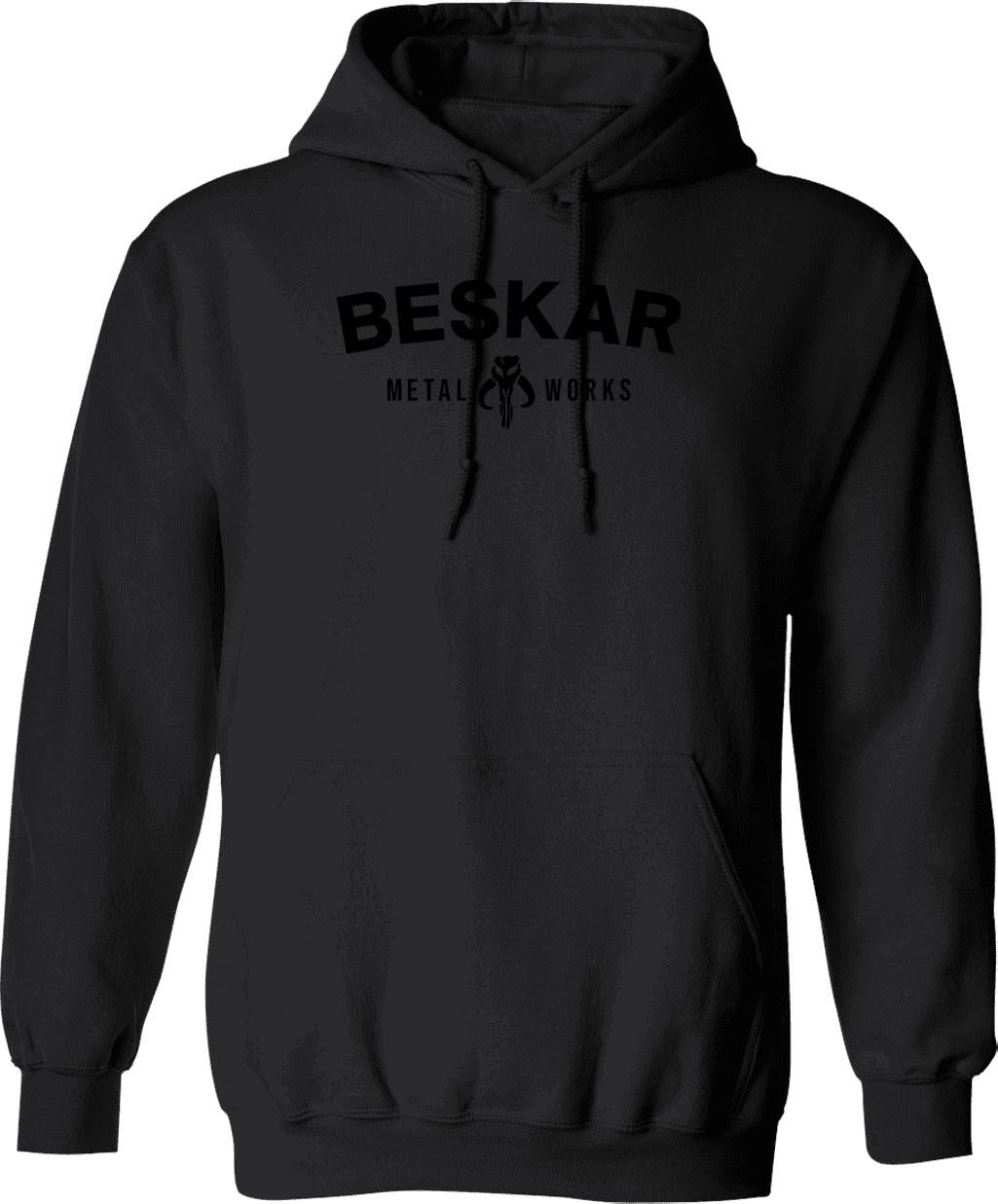 Beskar Metal Works Hoodie - Retro Graphic Pullover Hoodie for Men & Women - Black