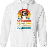 Best Beagle Dad Ever Hoodie - Retro Graphic Pullover Hoodie for Men & Women - White