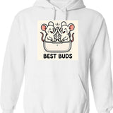 Best Buds 1 Hoodie - Retro Graphic Pullover Hoodie for Men & Women - White