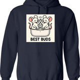 Best Buds 1 Hoodie - Retro Graphic Pullover Hoodie for Men & Women - Navy
