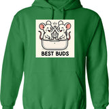 Best Buds 1 Hoodie - Retro Graphic Pullover Hoodie for Men & Women - Green