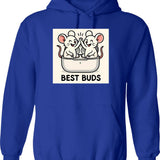 Best Buds 1 Hoodie - Retro Graphic Pullover Hoodie for Men & Women - Blue