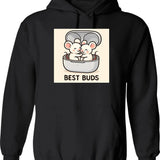 Best Buds 2 Hoodie - Retro Graphic Pullover Hoodie for Men & Women - Black