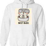 Best Buds 2 Hoodie - Retro Graphic Pullover Hoodie for Men & Women - White