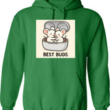 Best Buds 2 Hoodie - Retro Graphic Pullover Hoodie for Men & Women - Green