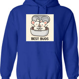 Best Buds 2 Hoodie - Retro Graphic Pullover Hoodie for Men & Women - Blue