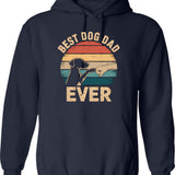Best Dog Dad Ever Hoodie - Retro Graphic Pullover Hoodie for Men & Women - Navy