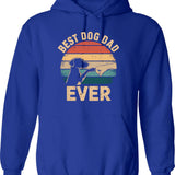 Best Dog Dad Ever Hoodie - Retro Graphic Pullover Hoodie for Men & Women - Blue