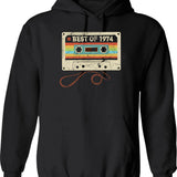 Best Of 1974 51 Year Old Funny Vintage Cassette Hoodie 51st Birthday Gift For Men Women - Black
