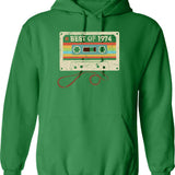 Best Of 1974 51 Year Old Funny Vintage Cassette Hoodie 51st Birthday Gift For Men Women - Green