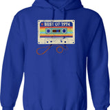 Best Of 1974 51 Year Old Funny Vintage Cassette Hoodie 51st Birthday Gift For Men Women - Blue