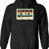 Best Of 1974 Hoodie - Retro Graphic Pullover Hoodie for Men & Women - Black