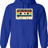Best Of 1974 Hoodie - Retro Graphic Pullover Hoodie for Men & Women - Blue