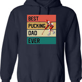 Best Pucking Dad Ever Hoodie - Retro Graphic Pullover Hoodie for Men & Women - Navy