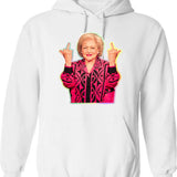 Betty White Middle Finger Funny Two Middle Fingers Hoodie - White