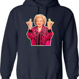 Betty White Middle Finger Funny Two Middle Fingers Hoodie - Navy