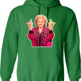 Betty White Middle Finger Funny Two Middle Fingers Hoodie - Green