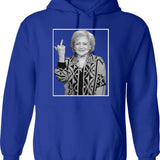 Betty White Middle Finger Hoodie - Retro Graphic Pullover Hoodie for Men & Women - Blue