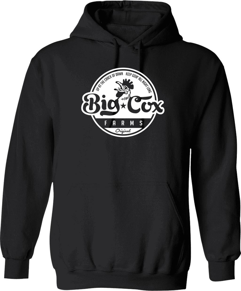 Big Cox Farms Hoodie - Retro Graphic Pullover Hoodie for Men & Women - Black