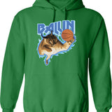 Big Floppa Balling Meme Hoodie - Retro Graphic Pullover Hoodie for Men & Women - Green