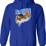 Big Floppa Balling Meme Hoodie - Retro Graphic Pullover Hoodie for Men & Women - Blue
