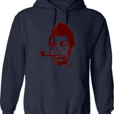 Big Pipe Face Hoodie - Retro Graphic Pullover Hoodie for Men & Women - Navy