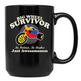 Big Wheel Survivor Black Coffee Mug, Gift Coffee Mug