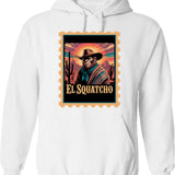 Bigfoot As El Squatcho Hoodie - Retro Graphic Pullover Hoodie for Men & Women - White