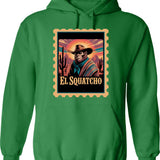 Bigfoot As El Squatcho Hoodie - Retro Graphic Pullover Hoodie for Men & Women - Green