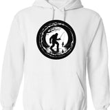 Bigfoot Fishing Hoodie - Retro Graphic Pullover Hoodie for Men & Women - White