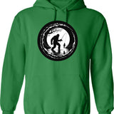 Bigfoot Fishing Hoodie - Retro Graphic Pullover Hoodie for Men & Women - Green