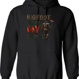 Bigfoot Grabbed My Wiener Hoodie - Retro Graphic Pullover Hoodie for Men & Women - Black