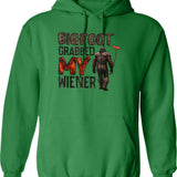 Bigfoot Grabbed My Wiener Hoodie - Retro Graphic Pullover Hoodie for Men & Women - Green