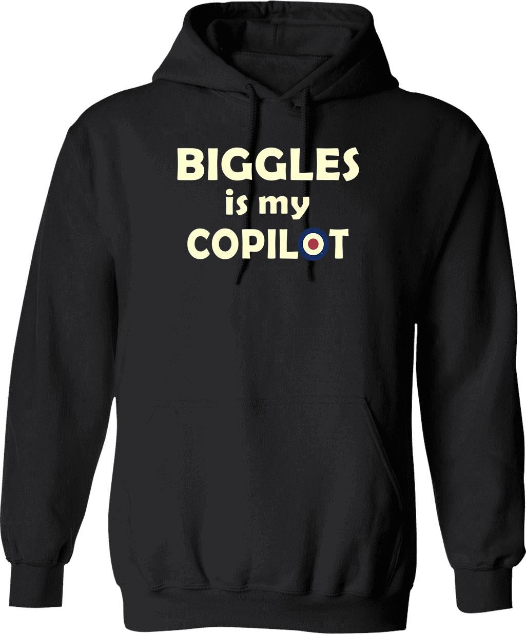 Biggles Is My Copilot Hoodie - Retro Graphic Pullover Hoodie for Men & Women - Black