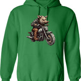 Biker Wild Hog Hoodie - Retro Graphic Pullover Hoodie for Men & Women - Green