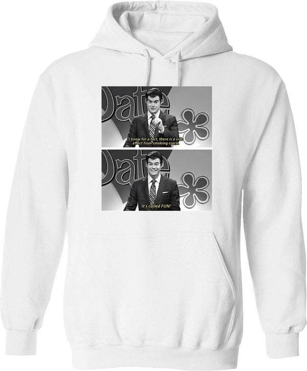 Bill On Fun Hoodie - Retro Graphic Pullover Hoodie for Men & Women - White