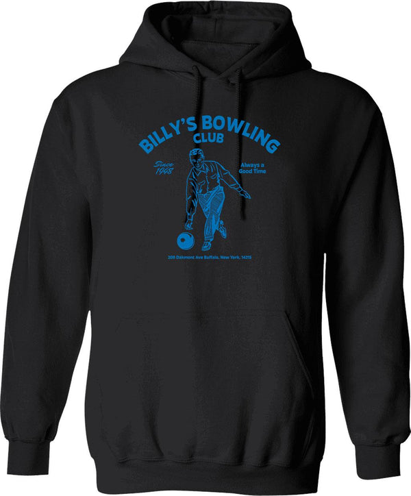 Billy's Bowling Club Hoodie - Retro Graphic Pullover Hoodie for Men & Women - Black