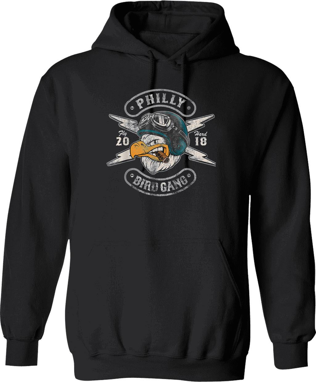 Bird Logo Eagle Vintage Distressed Hoodie - Retro Graphic Cosy Pullover - Black