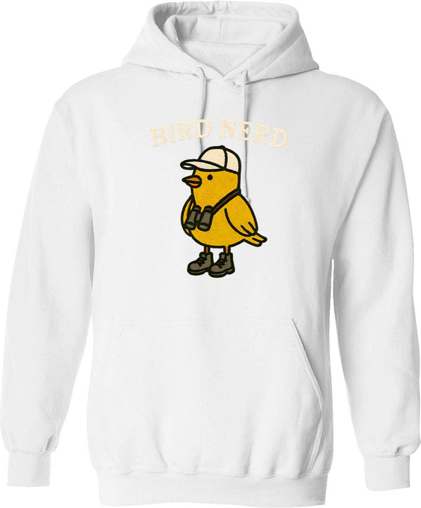 Bird Nerd Hoodie - Retro Graphic Pullover Hoodie for Men & Women - White