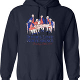 Bitches Love Independence Hoodie - Retro Graphic Pullover Hoodie for Men & Women - Navy