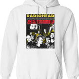 Black Indie Minimalist Rock Poster Hoodie - Retro Graphic Pullover Hoodie for Men & Women - White
