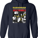 Black Indie Minimalist Rock Poster Hoodie - Retro Graphic Pullover Hoodie for Men & Women - Navy