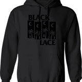 Black Lace Hoodie - Retro Graphic Pullover Hoodie for Men & Women - Black