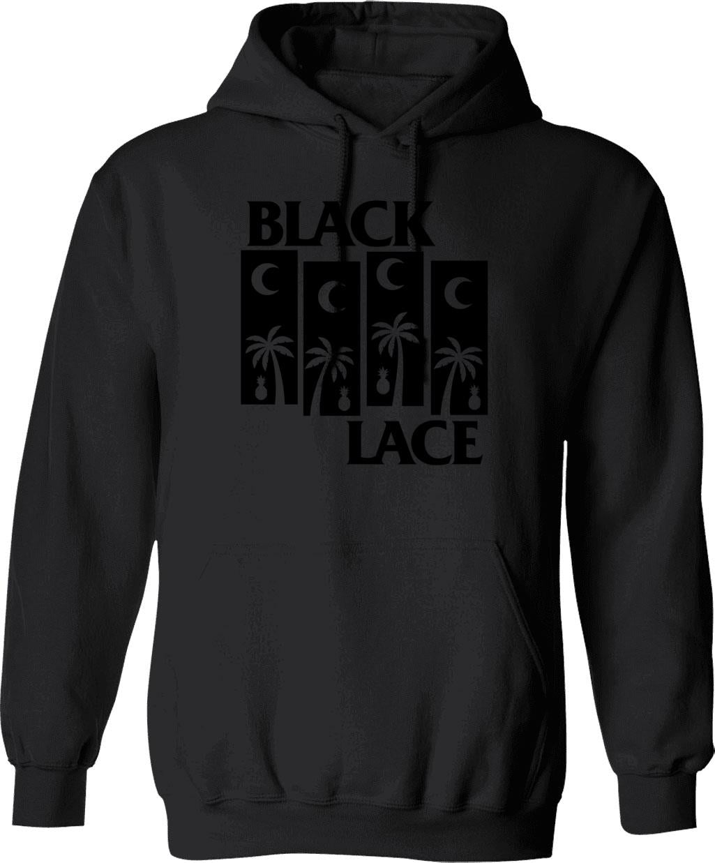 Black Lace Hoodie - Retro Graphic Pullover Hoodie for Men & Women - Black