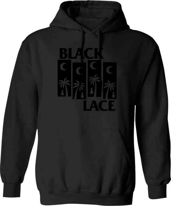 Black Lace Hoodie - Retro Graphic Pullover Hoodie for Men & Women - Black