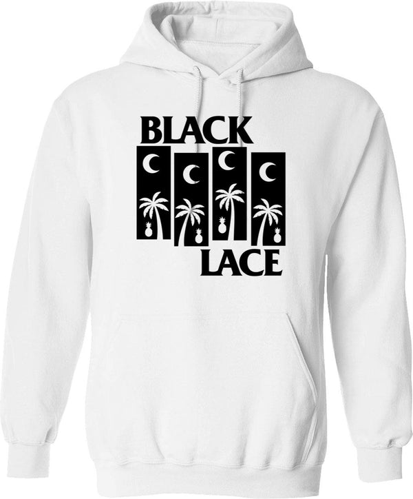 Black Lace Hoodie - Retro Graphic Pullover Hoodie for Men & Women - White