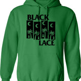 Black Lace Hoodie - Retro Graphic Pullover Hoodie for Men & Women - Green