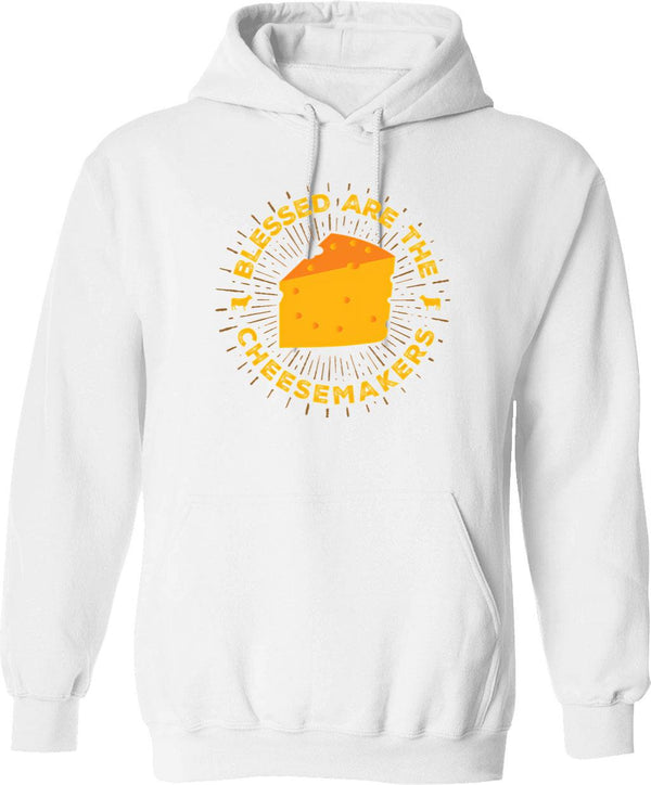Blessed Are The Cheesemakers Hoodie - Retro Graphic Pullover Hoodie for Men & Women - White
