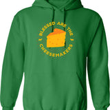 Blessed Are The Cheesemakers Hoodie - Retro Graphic Pullover Hoodie for Men & Women - Green