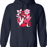 Blitzo x Stolas Helluva Boss Essential Graphic Pullover Hoodie - Navy